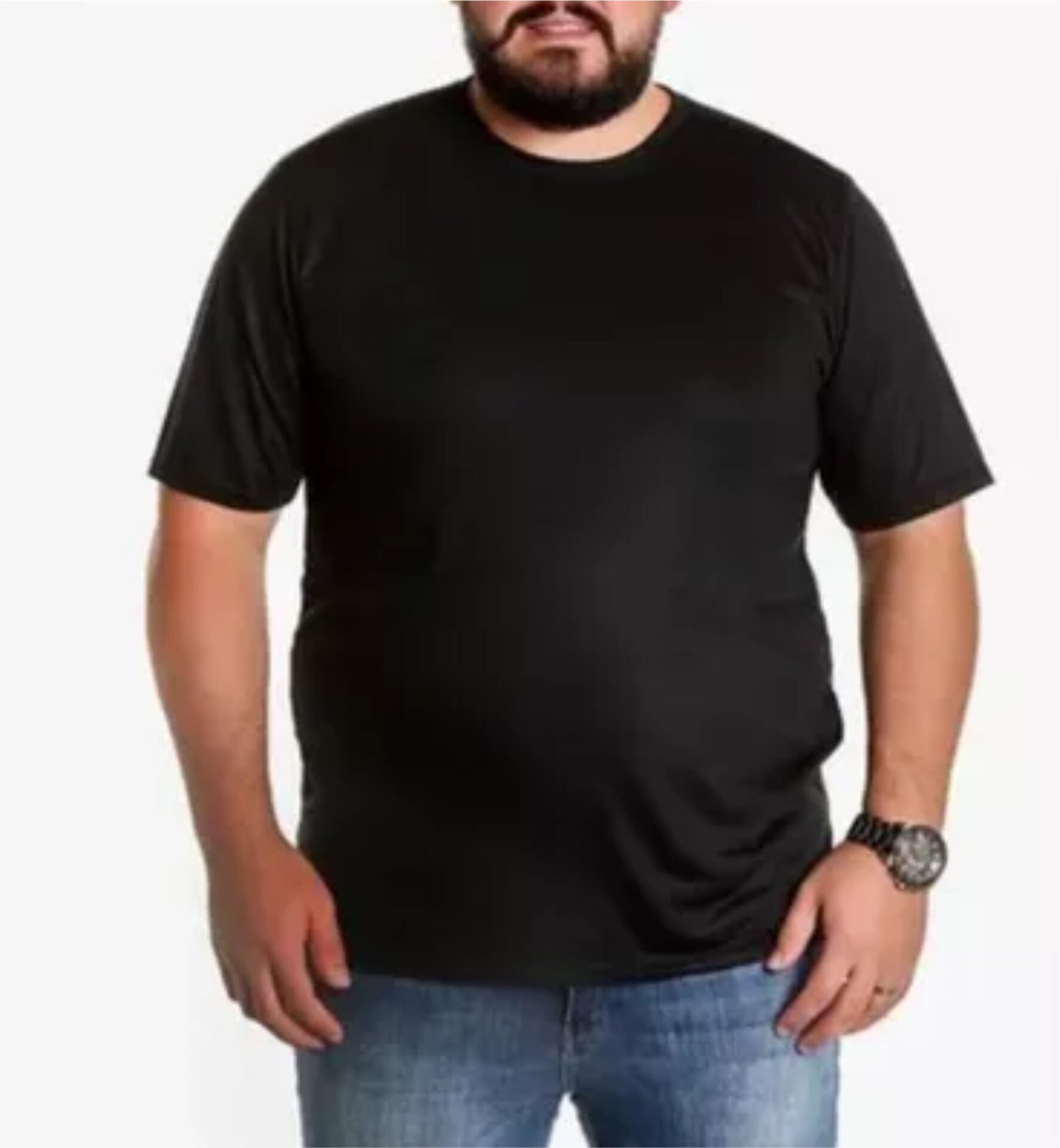 Camiseta Preta, Extra Grande, 100% Algodão, Fio 30.1 Penteado - Imagem 1