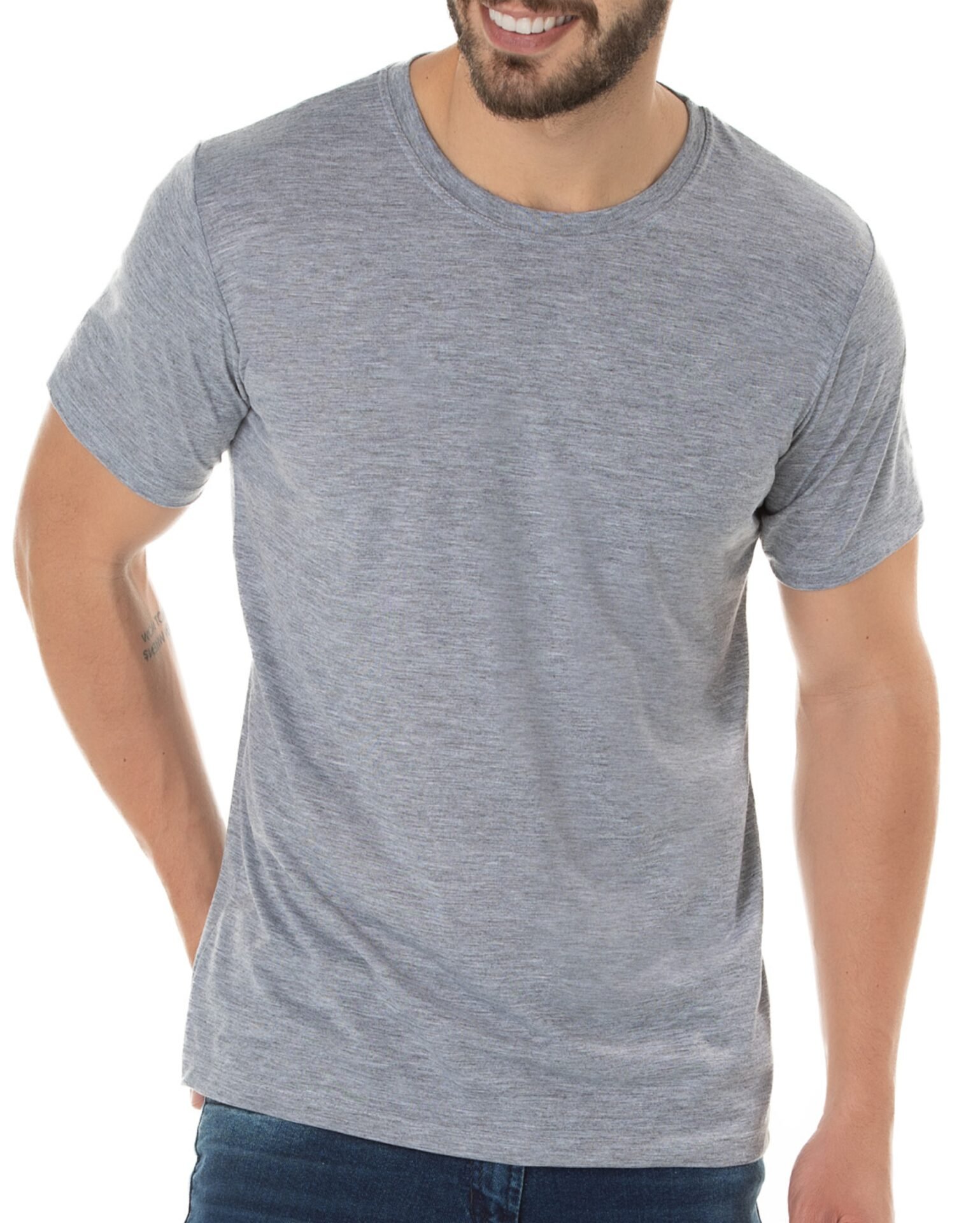 Camiseta Cinza, 100% Algodão, Fio 30.1 Penteado - Imagem 1