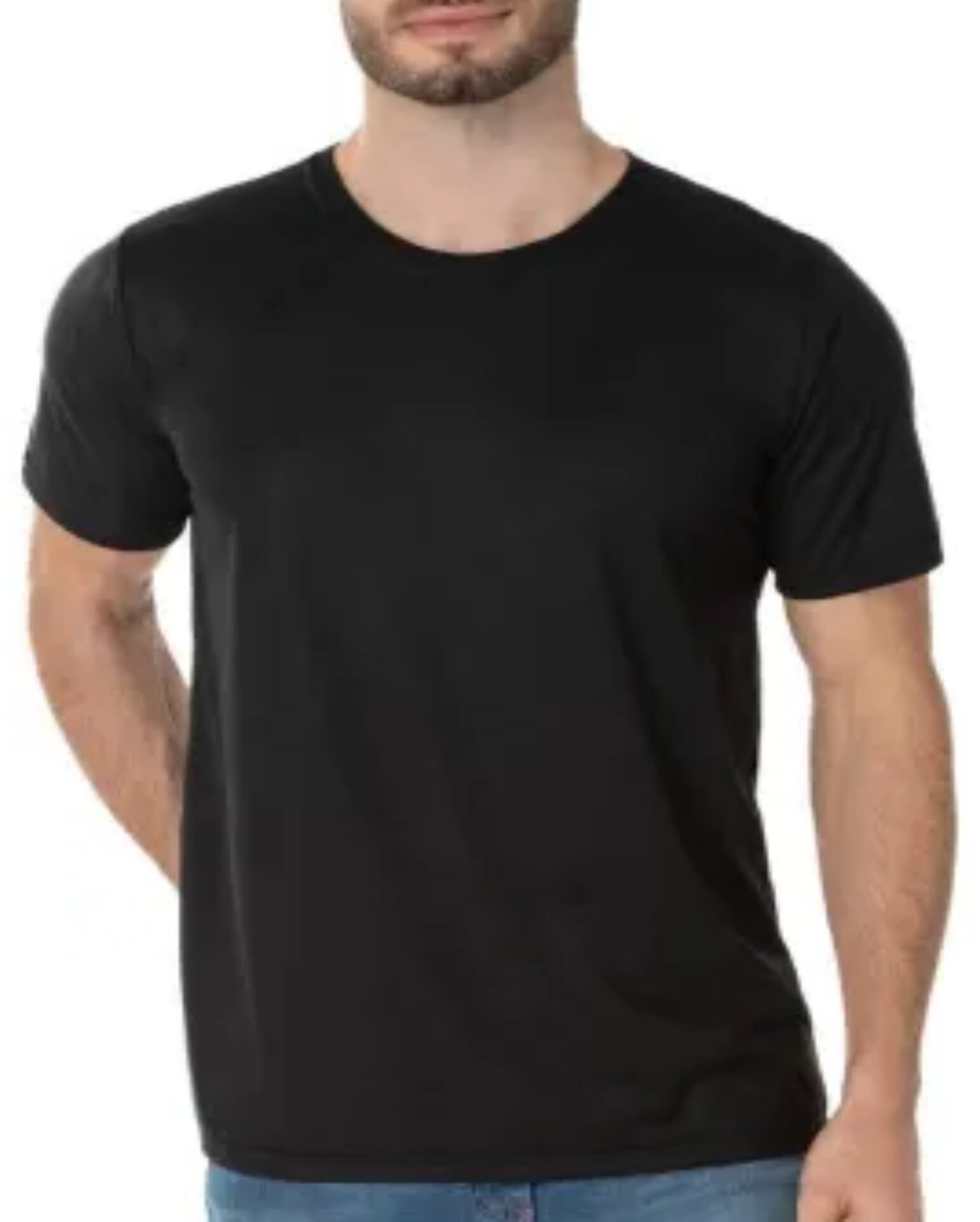 Camiseta Preta, 100% Algodão, Fio 30.1 Penteado - Imagem 1