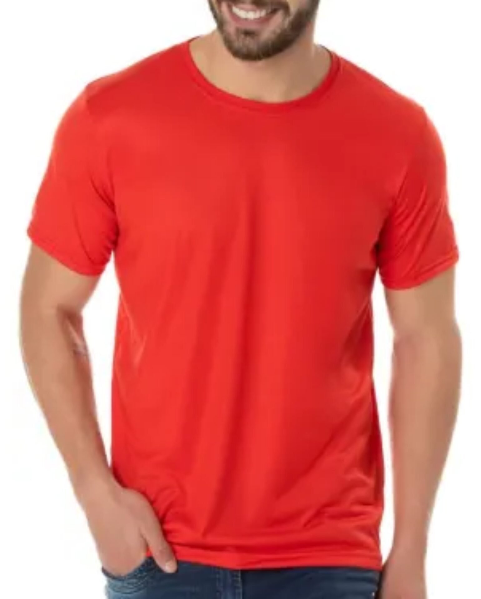 Camiseta Vermelha, 100% Algodão, Fio 30.1 Penteado - Imagem 1