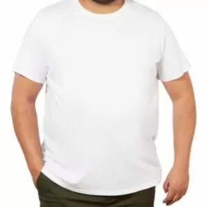 Camiseta Branca, Extra Grande, 100% Algodão, Fio 30.1 Penteado