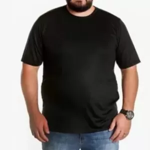 Camiseta Preta, Extra Grande, 100% Algodão, Fio 30.1 Penteado