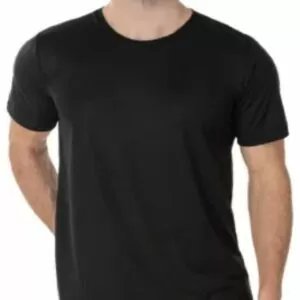 Camiseta Preta, 100% Algodão, Fio 30.1 Penteado